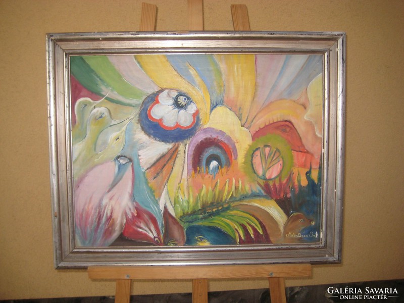 Mile Bácsi Irén  festmény  , olaj- vászon  , 58 x 45  cm