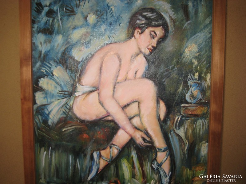 Ballerina, oil on canvas, by unknown painter, 60 x 50, outside 67 x 53 cm