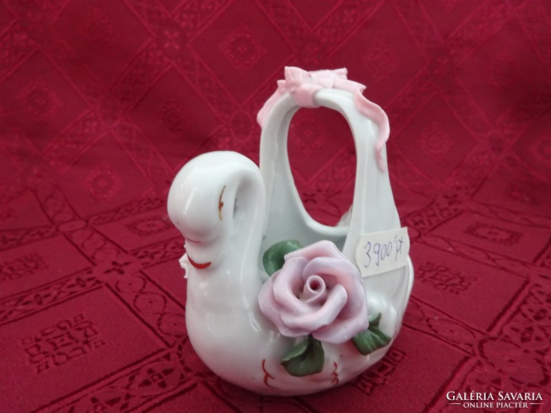 German porcelain, swan-shaped centerpiece, basket, height 10 cm. He has!