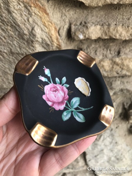 PWB Bavaria porcelán hamutál fekete arany rózsa mintával