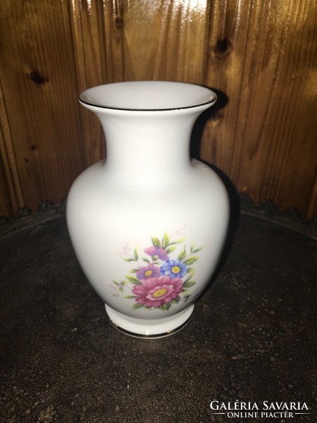 Hollóháza virág mintás öblös váza porcelán