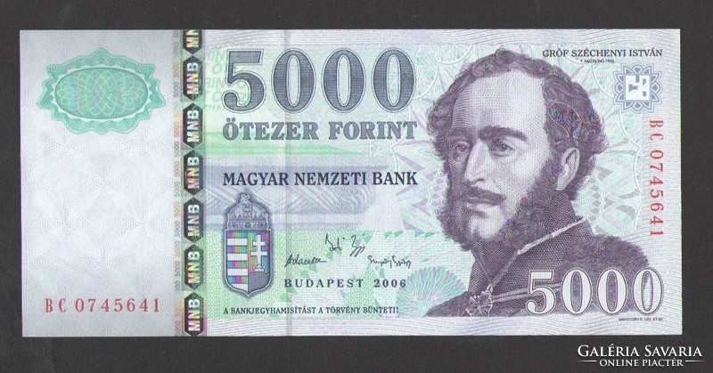 5000 forint 2006.  "BC".  UNC!!  RITKA!!