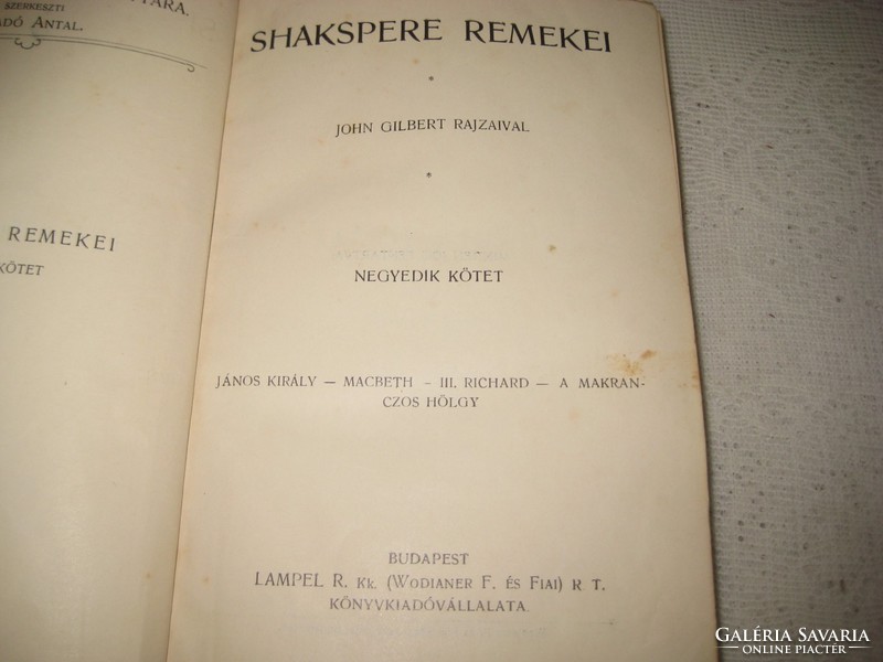 Shakespeare remekei :János király  Machbeth , III. Richard ,