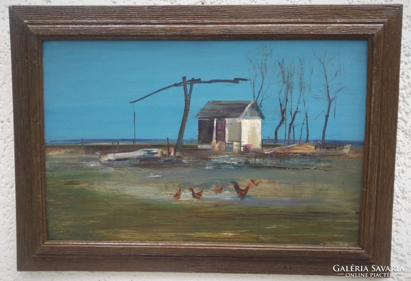 Csizmadia Zoltán tanyát ábrázoló olajfestménye