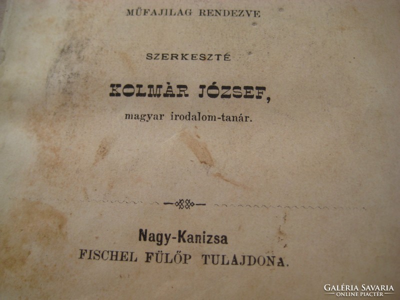 A magyar  Költészet  Gyöngyei   :  Kolmár József 1872
