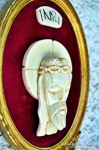 35. Antique, ivory Jesus Christ (9.5Cm), cross, corpus, crucifix, framed!