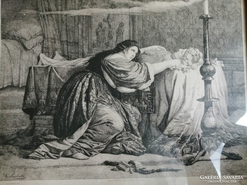 Karl Swoboda (1824-1870) II Johanna Queen of Castile. Etching in a glazed wooden frame, 24.5 × 33.5 cm