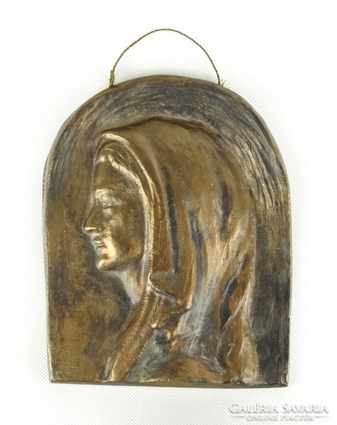 1A241 Kornfeld János : Apáca portré bronz relief 1968