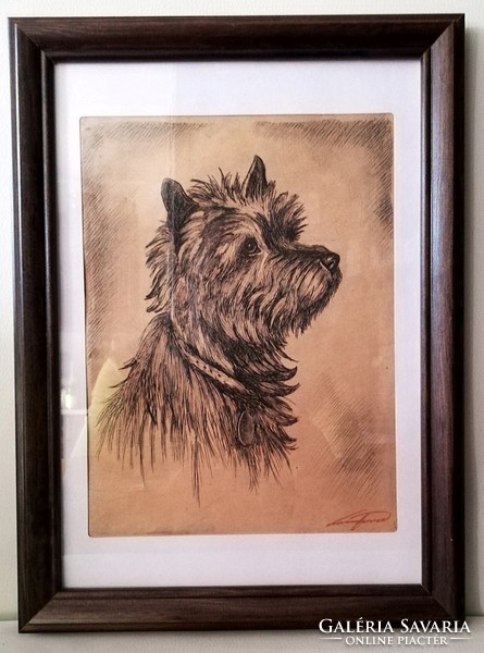 Phenomenal marked work, etching, in a new frame (25 x 34)
