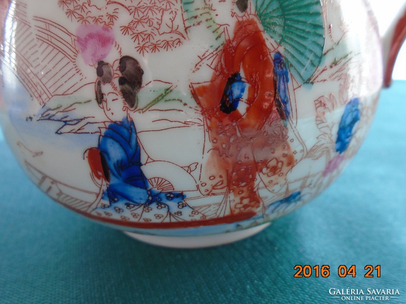 Geishas in the garden Japanese hand-painted large sugar bowl