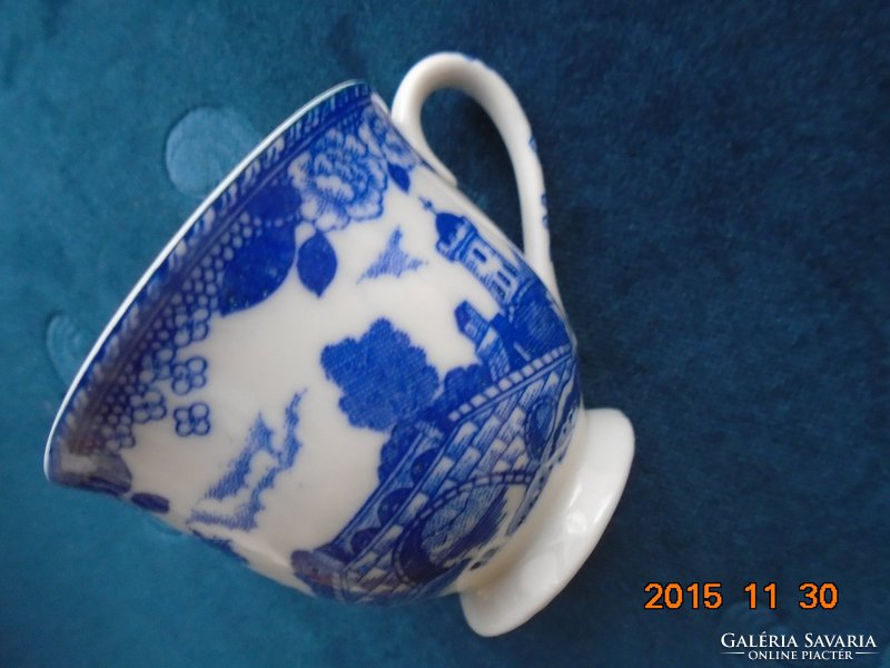 Japanese mocha cup with cobalt blue pattern