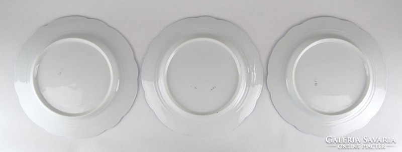 1A641 Antik halványkék szélű porcelán tányér 3 db