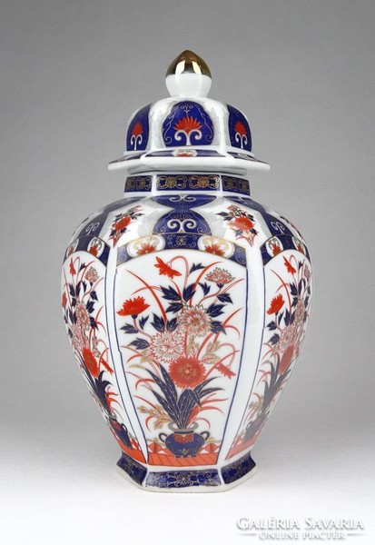 1A606 Régi virágdíszes japán porcelán urnaváza