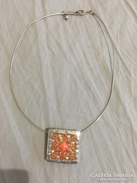 Silver Israeli necklace - necklace with multi-colored swarovski stones (orit schatzmann)