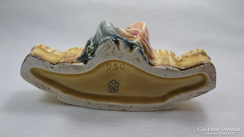 Katzhütte Thüringia porcelán/majolika gyertyatartó, XX.század első fele, Mária a Kisdeddel.