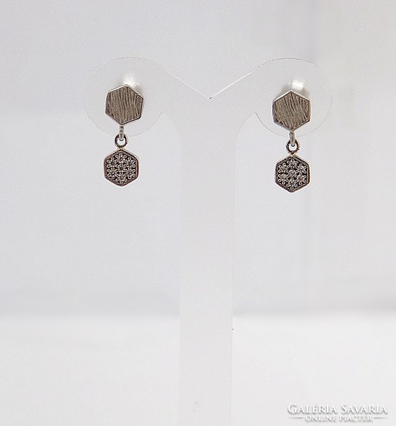 White gold stone earrings (zal-au85095)