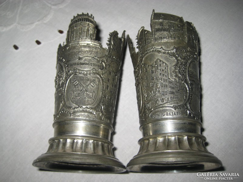 Regensburg pewter cup holders, size 6 x 11.5 m, mouth opening at the top 5 cm