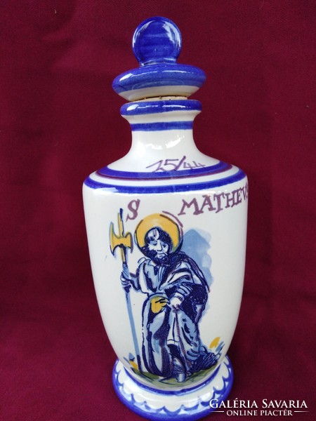 183 Különleges kézzel festett  Ulmer keramik dugós edény az apostolok neveivel 21 cm