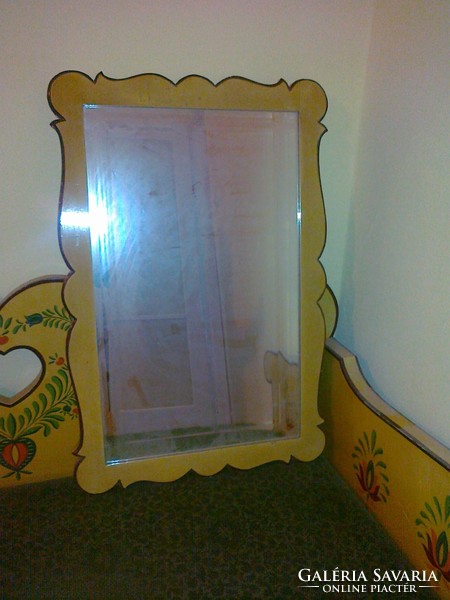 Folk mirror with special frame and flower stand or storage