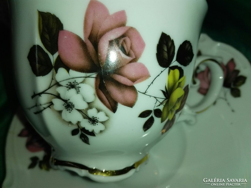 Rózsás porcelán kávés- teás szett.