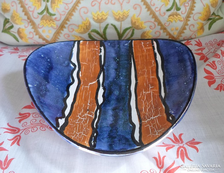Retro, craftsman ceramic bowl, decorative bowl, wall bowl (Kerezsi pearl)
