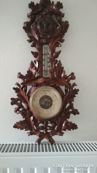Oak leaf, hunter, hand-carved barometer