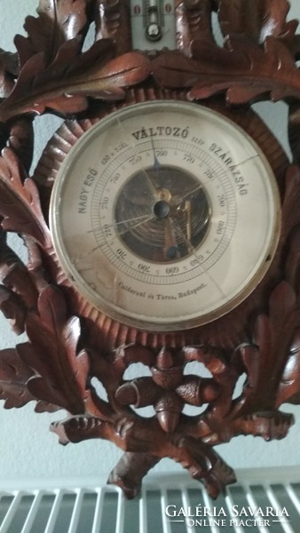 Oak leaf, hunter, hand-carved barometer