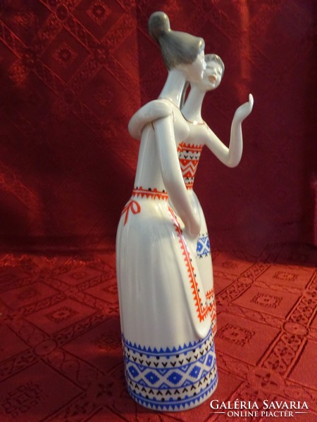 Hollóház porcelain, ladies in folk art dress. Height 23 cm. He has!