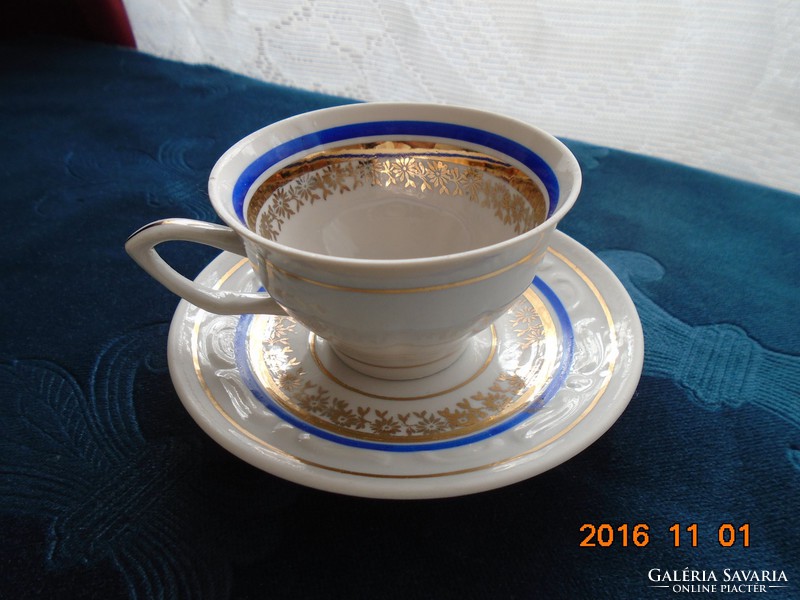 Zajekar Jugoszláv vintage aranymintás kávés csésze alátéttel
