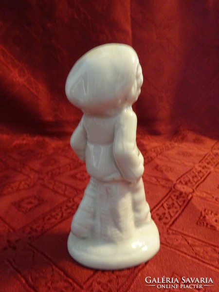 Német porcelán figura, sétáló fiú, magassága 13 cm. Vanneki!