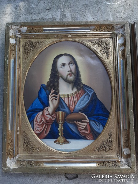 Saint portraits in a pair Biedermeier around 1800 85 x 72 cm