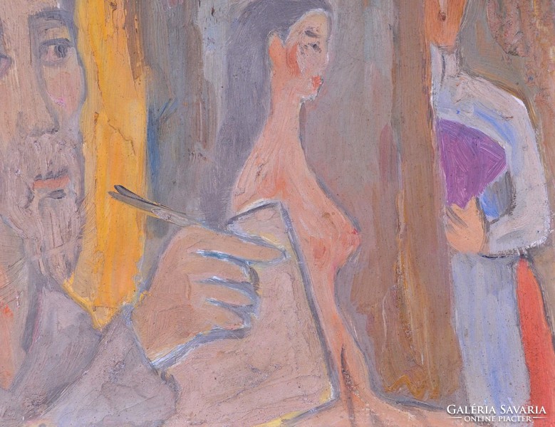 Bui Xuang Phai (Vietnám, 1920-1989) Önarckép meztelen nővel a háttérben