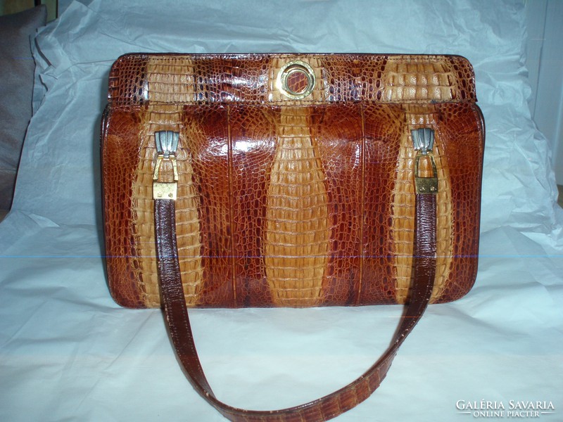 Vintage genuine crocodile leather handbag