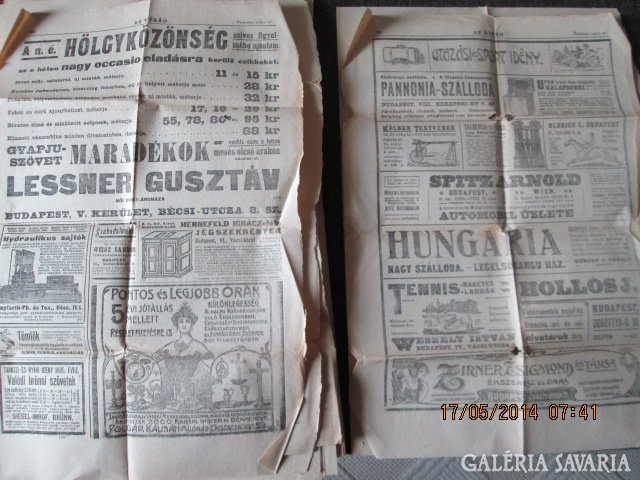 Újságlapok a 1905 évből