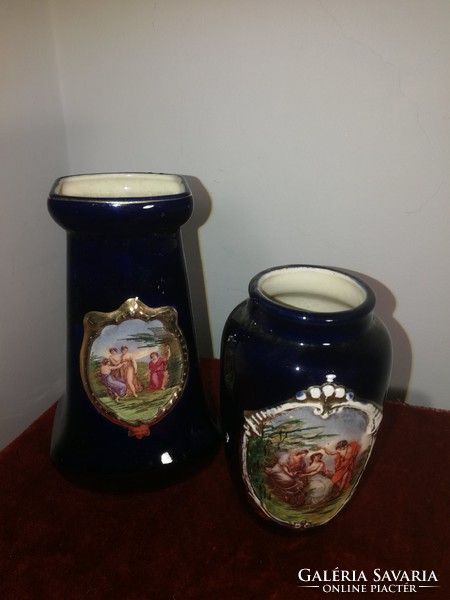 Kobaltkék német kerámia vázák, 1920 