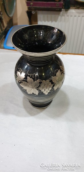 Régi ezüstözött üveg váza 