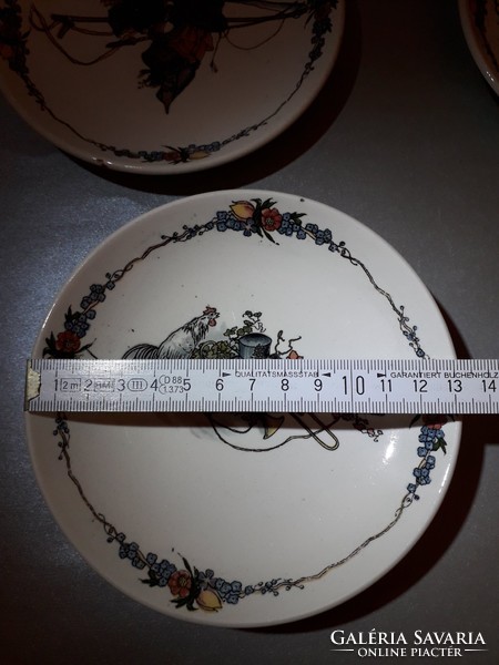 Antik Sarreguemines obernai Henri Loux Francia kis tányér öt darab csészealj