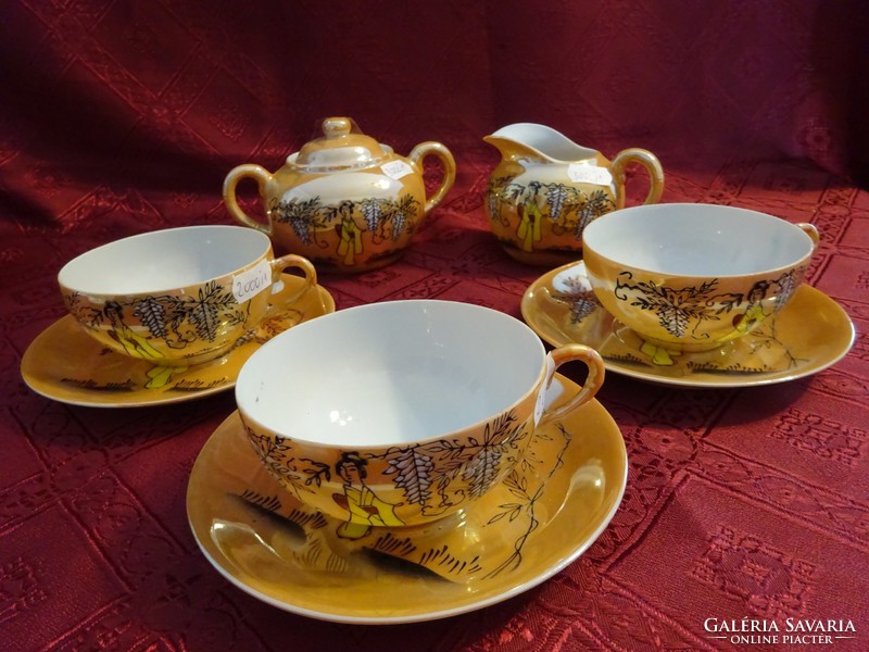 Japán porcelán három személyes teáskészlet, 8 darabos. Vanneki!
