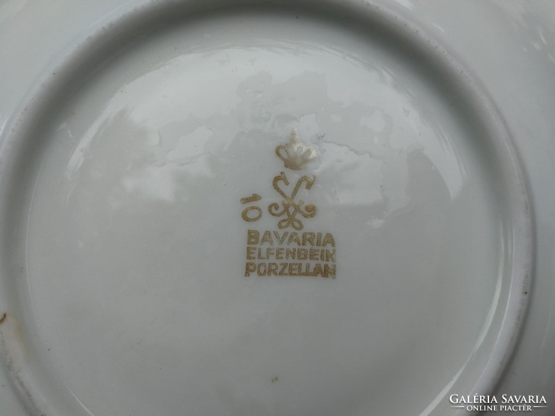 Teás csésze 2db Art deco finom vékony porcelán, Bavaria, elefánt csont szinű porcelán!  