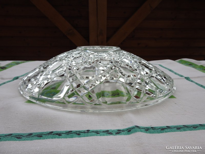 Súlyos hatalmas öntött üveg asztalközép - kínáló tál