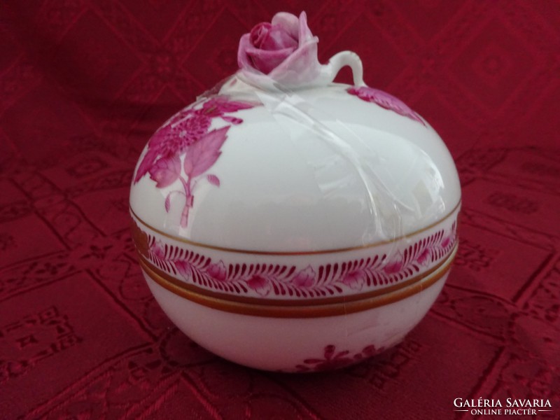 Herendi porcelán Apponyi mintás bonbonier, fogója rózsa minta. 6252/AP. Vanneki!