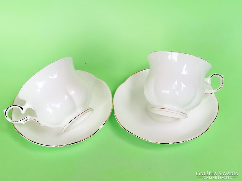 Pair of snow-white, English, elegant coffee cups