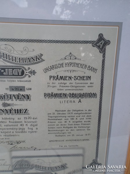 Picture - 1921 - prize ticket - replica - large - between two glass sheets - 45.5 X 41.5 Cm - for decoration
