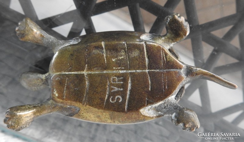 Bronz teknősbéka levélnehezék - díszfigura
