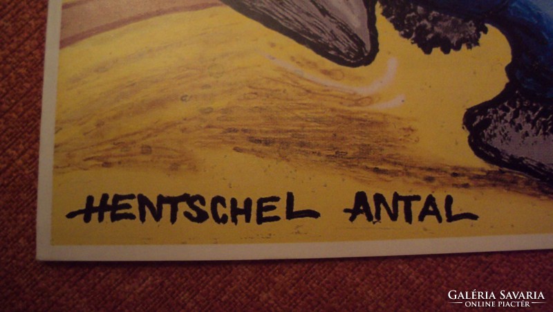 Régi-Festészeti képeslap másolat (Húsvét ünnepi) Hentschel Antal szignós jelzésével.