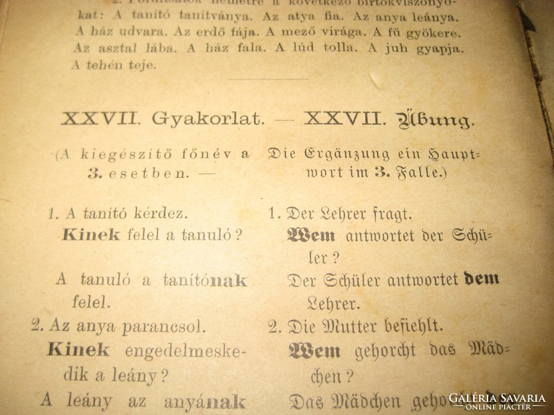 General school reading book from 1916, Hungarian and Gothic German, bilingual,