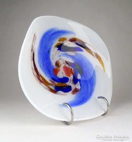 1B212 Művészi muránói színezett mid century fújt üveg dísztál 22 cm