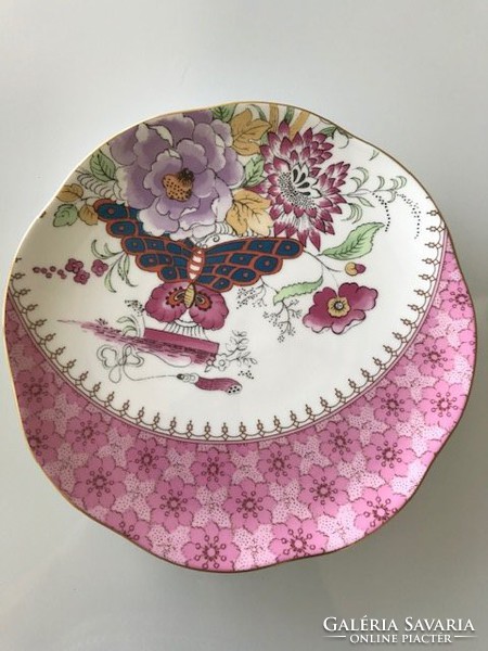 Wedgewood porcelán tányér pillangó és virág mintával, 20 cm átmérő
