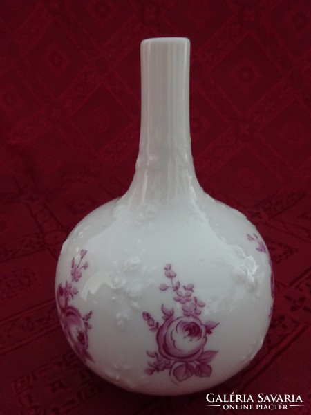 W minőségi német porcelán váza, 2204/1 jelzéssel, bordó virággal. Vanneki!