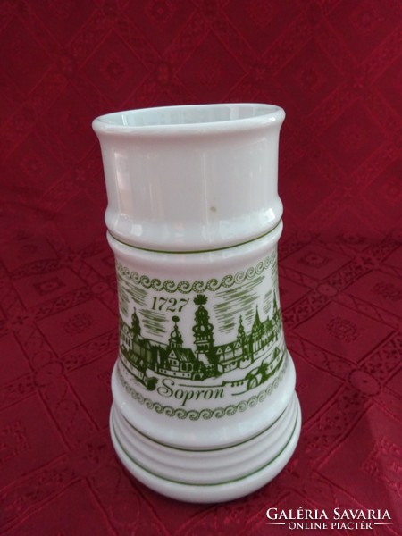 Alföldi porcelán sörös korsó, Sopron felirattal és látképpel, magassága 16,5 cm. Vanneki!